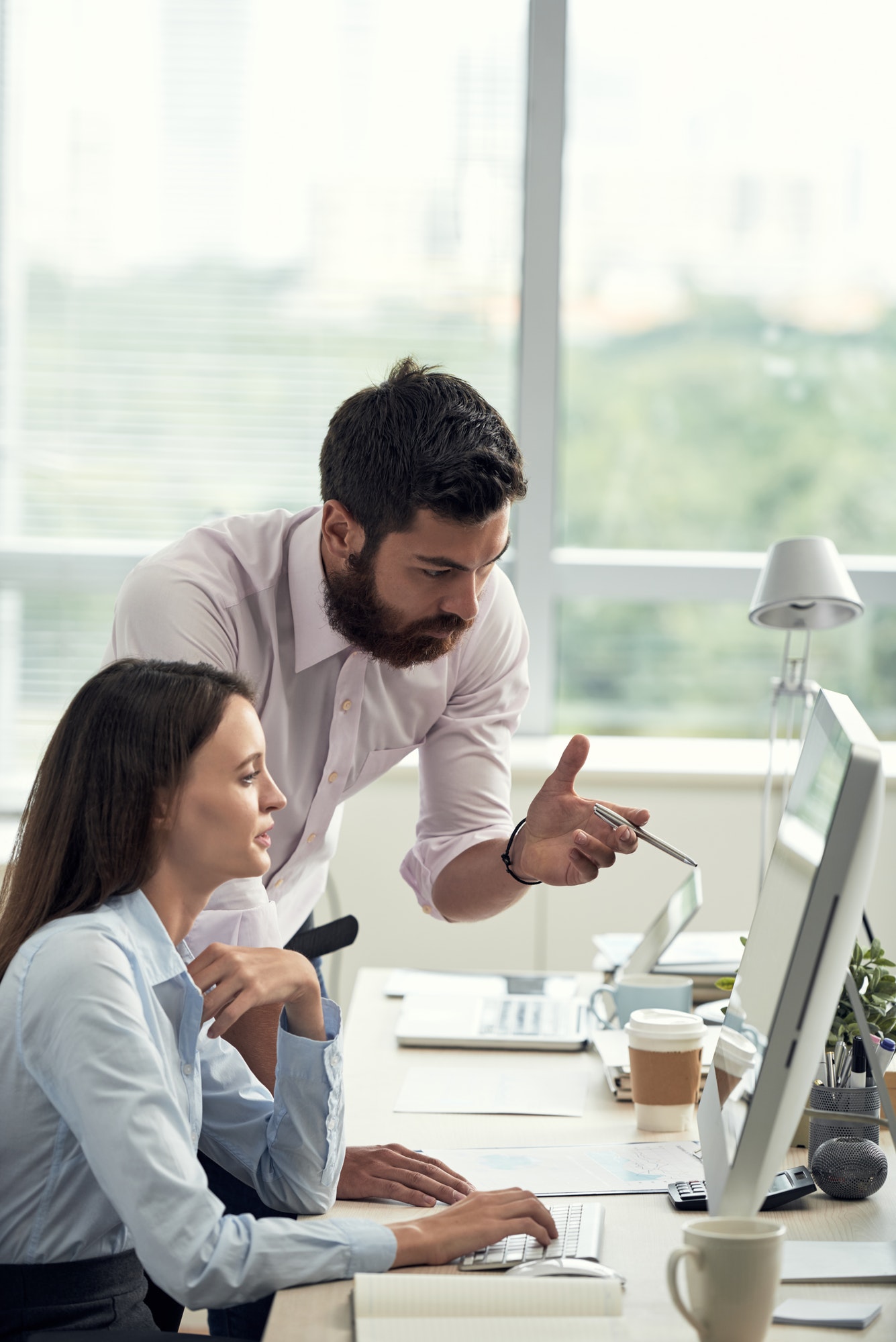 Business people discussing work